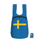 FBGHHTY Swedish Flag Print Foldable Backpack Lightweight Bag Travel Hiking Camping Gym Daily Accessory