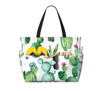 FBGHHTY Tropical Cactus Tree Flower Print Large Capacity Beach Travel Bag Unisex Waterproof Lightweight Tote Vacation Camping