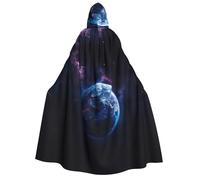 FBGHHTY Universe Planet Print Hooded Cape For Adults Carnival Themed Cloak Cosplay Costume Masquerade Wedding
