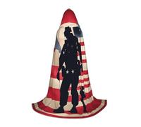 Fbghhty Us Military Soldiers Patriotic Memorial Day Print Unisex Hooded Cloak Halloween Cosplay Carnival Comfortable Cape For Teens Parties