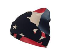FBGHHTY US Military Soldiers Patriotic Memorial Day Print Warm Knit Hat Foldable Beanie Men Women Home Outdoor Activitivies Casual Visual Cap Black