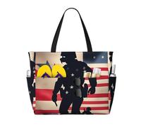 FBGHHTY US Military Soldiers Patriotic Memorial Day Print Waterproof Beach Travel Bag Lightweight Summer Vacation Camping Outdoor Activities