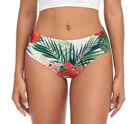FBGHHTY Vegetation Leaves with Hibiscus Flowers Print Ladies Briefs Breathable Flexibility Underwear Full Coverage Softness Daily Routine Black