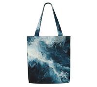 FBGHHTY Within The Tides Print Canvas Shoulder Bag Large Capacity Tote Foldable Lightweight Travel Everyday Use