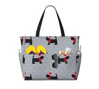 FBGHHTY Xmas Cute Dogs Print Waterproof Beach Travel Bag Lightweight Summer Vacation Camping Outdoor Activities