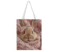 FBGUYRTI Cute Baby Rabbit 02 Canvas Tote Bag Fashionable Reusable Shopping Grocery Bags Shoulder Bag for Women Casual Handbag for Going Out, 38x46CM