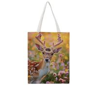 FBGUYRTI Fairy White Deer 01 Canvas Tote Bag Fashionable Reusable Shopping Grocery Bags Shoulder Bag for Women Casual Handbag for Going Out, 38x46CM