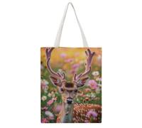 FBGUYRTI Fairy White Deer 02 Canvas Tote Bag Fashionable Reusable Shopping Grocery Bags Shoulder Bag for Women Casual Handbag for Going Out, 38x46CM