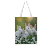 FBGUYRTI Golden Sunrise Rabbit 01 Canvas Tote Bag Fashionable Reusable Shopping Grocery Bags Shoulder Bag for Women Casual Handbag for Going Out, 38x46CM