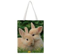 FBGUYRTI Rabbit Friends 01 Canvas Tote Bag Fashionable Reusable Shopping Grocery Bags Shoulder Bag for Women Casual Handbag for Going Out, 38x46CM