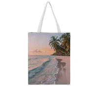 FBGUYRTI Tranquil Twilight Palm Coast Seascape 02 Canvas Tote Bag Fashionable Reusable Shopping Grocery Bags Shoulder Bag for Women Casual Handbag for Going Out, 38x46CM