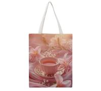 FBGUYRTI Twilight Floral Tea Time 03 Canvas Tote Bag Fashionable Reusable Shopping Grocery Bags Shoulder Bag for Women Casual Handbag for Going Out, 38x46CM