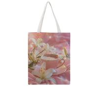 FBGUYRTI Twilight Floral Tea Time 04 Canvas Tote Bag Fashionable Reusable Shopping Grocery Bags Shoulder Bag for Women Casual Handbag for Going Out, 38x46CM