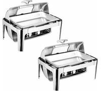 FBHappiness Chafing Dish-Buffet Set, 9 L, Isolated Heater, Rectangular Heater With A Visible Rolltop, Dining Tray, Water/fuel Shelf For Weddings, Parties, Banquets, Food (two)