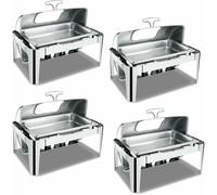 FBHappiness Chafing Dish Buffet Set, 9L Insulated Heater, Rectangular Heater With Visible Rolltop Food Tray, Water Extra Fuel Rack For Weddings, Parties, Banquets, Food (4)