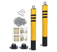 FBHappiness Driveway Security Post Barrier 2 Pack Security Posts for Driveways Removable Reflective Tape Parking Bollards with 5m Iron Chain Easy Installation Traffic Cones(76x800mm)