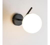 FBHappiness Modern Globe Black Bedside Wall Sconce Nordic Creativity Frosted Glass Ball Wall Light Mid Century Minimalist Bathroom Vanity Mirror Wall Lamp for Aisle Stairs Balcony Bedroom