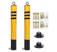 FBHappiness Pack of 2 Driveway Security Bollards, Separable Mobile Post Parking Ber, Traffic Cones for Commercial Or Private Use,76x800mm
