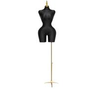 FBHappiness Plus Size Female Mannequin Torso With Tripod Base Stand，200-240 Cm Dress Form Mannequin for Tshirt Display Countertop Craft Shows(Black,Large)