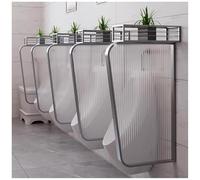 FBHappiness Urinal Partition Urinal Divider Urinal Screen Toilet Partition With Top Plant Frame, Tempered Glass Men'S Urinal Privacy Baffle, Wall Mounted Public Toilet Partition Divi,Silver-1 Pcs