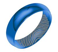 FBHDKJNFG Wedding Rings ，Eternity Ring ，Engagement Rings ， Fingerprint Engrave Titanium Dome Wedding Band Ring For Men Women Blue 3mm 4mm 6mm Multiple Sizes(3MM,W)