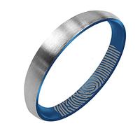 FBHDKJNFG Wedding Rings ，Eternity Ring ，Engagement Rings ， Fingerprint Engraved Titanium Ring in Platinum and Blue Multiple Sizes(7MM,V1/2)