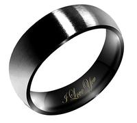 FBHDKJNFG Wedding Rings ，Eternity Ring ，Engagement Rings ， Titanium Ring Wedding Band Promise Ring Engraved I Love You Black Multiple Sizes(X)