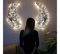 FBHFSUIEF 11.8" LED Angel Wings Wall Decor, Metal Black Art with Led Lights, Neon Sign