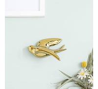 FBHFSUIEF 3D Ceramic Swallows Sparrow Doves Wall Decoration, for Living Dining Room,Golden Left,Large(Golden Left,Large)