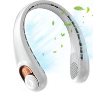 FBHFSUIEF Battery Operated, LED Display, 360-Degree Cooling, 3 Speeds, Quite, Bladeless Design Neck Fans, Personal Cooler(White)