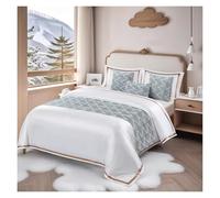 FBHFSUIEF Bed Runner For Foot Of, Knitted Double-sided Jacquard Geometric Wave Bedspread Throw Scarf Towel Protection(Blu,45 * 45cm(with core))