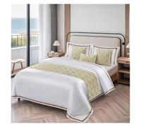 FBHFSUIEF Bed Runner For Foot Of, Knitted Double-sided Jacquard Geometric Wave Bedspread Throw Scarf Towel Protection(A Matcha,45 * 240cm for 180cm Bed)