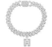 FBHFSUIEF Bling Baguette Letter Anklet Bracelet for Women Ankle Chain Anklets Punk Hip Hop Jewelry 14 MM(Silver,Petite)