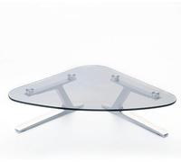 FBHFSUIEF Clear Tempered Glass Corner Monitor Stand, Ergonomic Triangle Computer Screen Riser with Aluminum Alloy Leg, Universal Desktop Organization Shelf