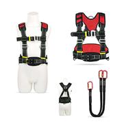 FBHFSUIEF climbing harness， Fall Arrest Harness with Self-Retractable Lanyard, Roof Safety Kit Protection, for Rock Climbing, Aerial Work/Red/a(Red,A)