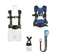 FBHFSUIEF climbing harness， Fall Arrest Harness with Self-Retractable Lanyard, Roof Safety Kit Protection, for Rock Climbing, Aerial Work/Red/a(Blue,D)