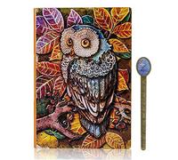 FBHFSUIEF leather journal， Faux Leather Hardcover Owl Embossed Personal Bronze Diary Travel Lined Writing Journal Diaries A5