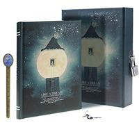 FBHFSUIEF leather journal， Like a Dream Moonlight Pattern Sketching Writing Lockable 288 Pages DaiJournal Secret Diary with Storage Case A6 Color Sent Random