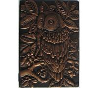 FBHFSUIEF leather journal， Love Embossed Leather Journal Owl Bronze Personal Diary Ruled Travel Writing Diaries A5 with Book Ruler