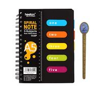 FBHFSUIEF leather journal， Spiral Wirebound 5 Subject Divider A5 Project Journal PP Hardcover 150 Sheets Lined Planner Organizer Memo Pad Diary with Colored Tabs