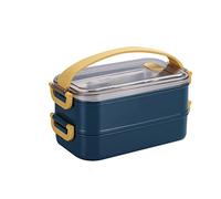 FBHFSUIEF Portable Microwave Multi-Layer Insulated Lunch Box Dinner Breakfast Boxes Student School Office Pi(Blue)