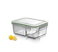 FBHFSUIEF Separated Glass Lunch Box; Heat Resistant; with Compartment Storage Sealed B, Boxes