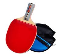 FBHFSUIEF table tennis bat, Single Shot 7-layer Pure Wood Racket Suitable for Amateur Beginners Table Tennis with Round Paddle Set(Blue,Straight shot)