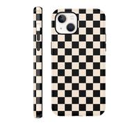 FBHGLOA Checkered Case for iPhone 13/iPhone 14 6.1'' Cute Checkerboard Phone Case, Aesthetic Gingham Pattern for Woman Girls 2 in 1 Scratch-Resistant Shockproof Plaid Protective Phone Cover - Black