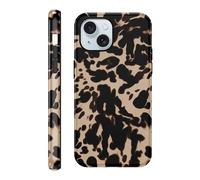FBHGLOA for iPhone 15 6.1'' Aesthetic Tortoise Shell Phone Case, Cute Classic Black Leopard Cheetah Print Case for Woman Girls Men Shockproof Slim TPU and Hard PC Resistance Protective Cover