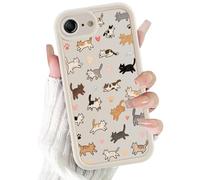 FBHGLOA for iPhone 16e 6.1'' Cute Heart Cat Phone Case, Cool Hand-Drawn Multi-Cat Pattern Cartoon Case with Raised Camera Guard Shockproof Soft Slim TPU Protective Cover for Women Girls