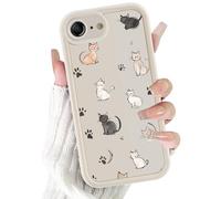 FBHGLOA for iPhone 16e 6.1'' Paw Prints & Cats Phone Case,Trendy Multi-Pose Cats Pattern Cute Aesthetic Cartoon Case Shockproof Soft TPU Slim Anti Scratch Protective Cover for Women Girls