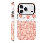 FBHGLOA for iPhone 17 Pro Max 6.9'' Aesthetic Orange Peony Stripes Patchwork Phone Case, Blossom Flower Graffiti Collage Design Phone Cover Soft TPU and PC Back Protection Case for Girls Women