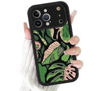 FBHGLOA for iPhone 17 Pro Max 6.9'' Boho Tropical Leaves Phone Case, Cute Aesthetic Pink & Green Leaf Line Plant Spring Case Shockproof Soft TPU Anti Scratch Protective Cover for Women Girls Men