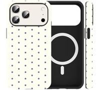 FBHGLOA for iPhone 17 Pro Max 6.9'' Cute Aesthetic White Polka Dot Phone Case, Compatible with MagSafe, Simple Minimalist Dots Magnetic Cover Hard Shell with Silicone Interior Case for Woman Girls